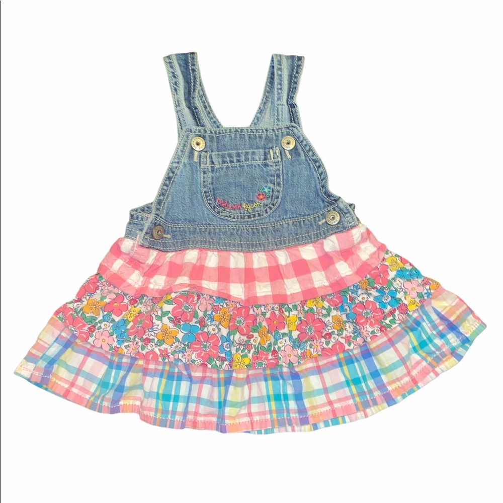 Oshkosh Infant 12 M Denim Floral Dress Pink